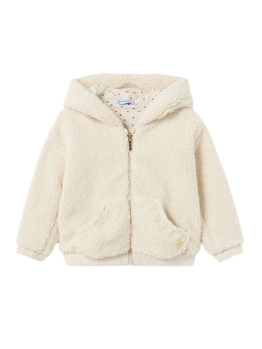 Kids Cardigan Fur with Hood Beige