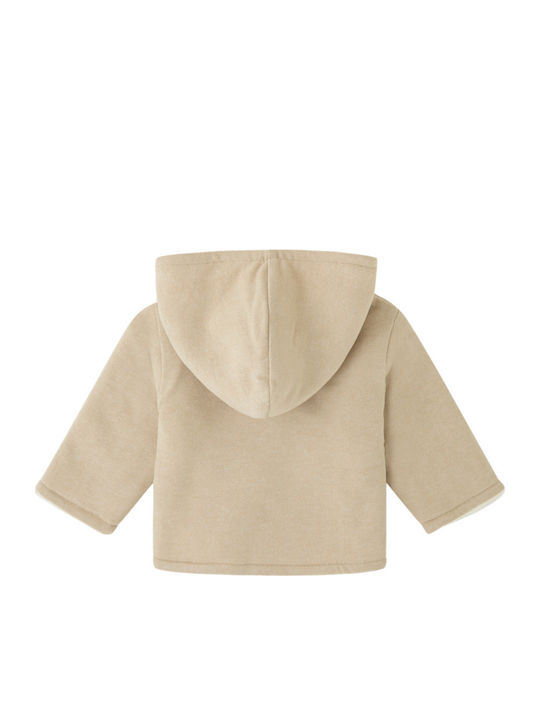 Kinderstrickjacke Pelz mit Kapuze Beige