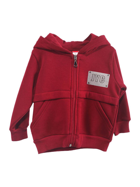 Kids Cardigan Cotton with Hood burgundy