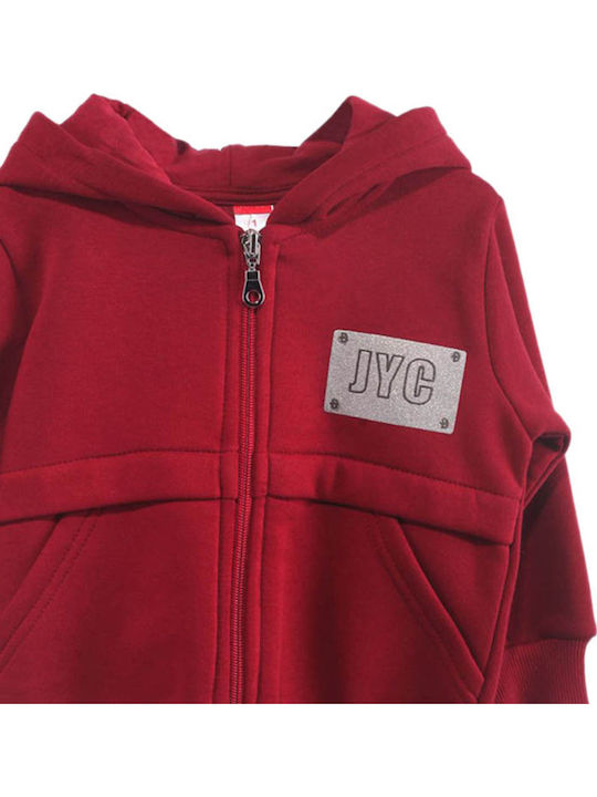 Kids Cardigan Cotton with Hood burgundy