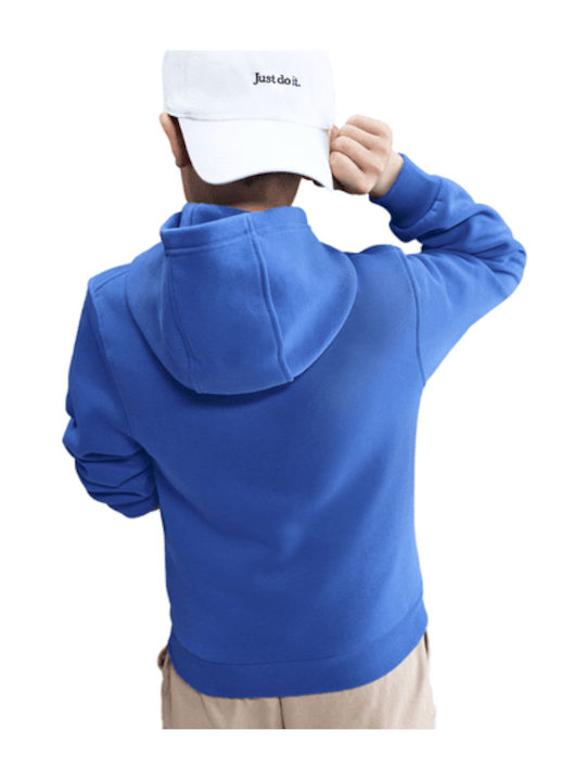 Fleece Παιδική Φούτερ Ζακέτα με Κουκούλα και Τσέπες Μπλε Sportswear Club