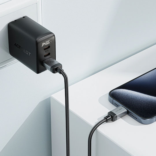 Acefast Braided USB 2.0 Cable USB-C male - USB-A 18W Μαύρο 1.2m C20-04