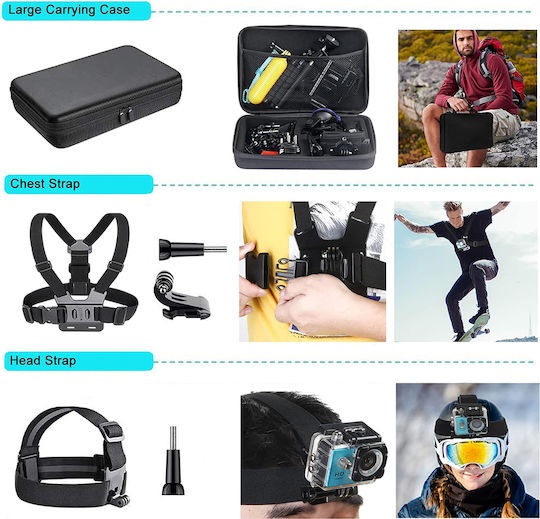 Techsuit Zubehörset für GoPro / SJCam Max / Held 12 / Held 11 / Held 10 / Held 9 / Held 8