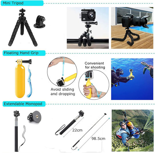 Techsuit Zubehörset für GoPro / SJCam Max / Held 12 / Held 11 / Held 10 / Held 9 / Held 8
