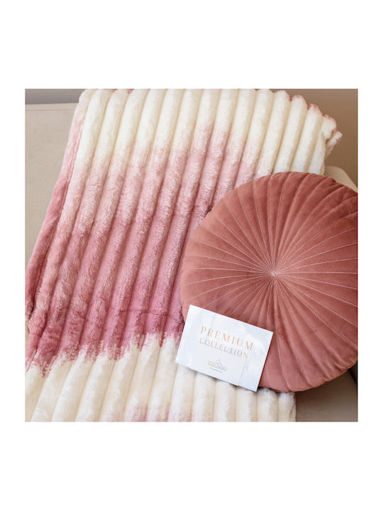 My Home Luxury Fleece Blanket Double 220x240cm Ecru - Pink