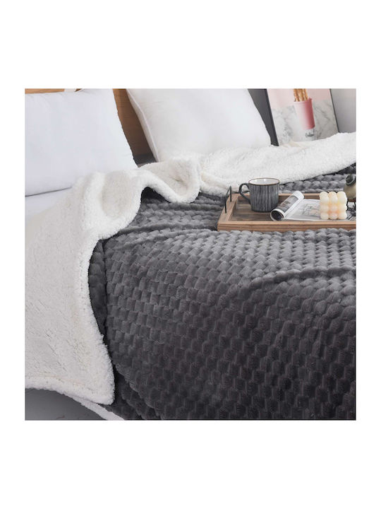SpitiBazaar Blanket Furry Queen 220x240cm Dark Grey