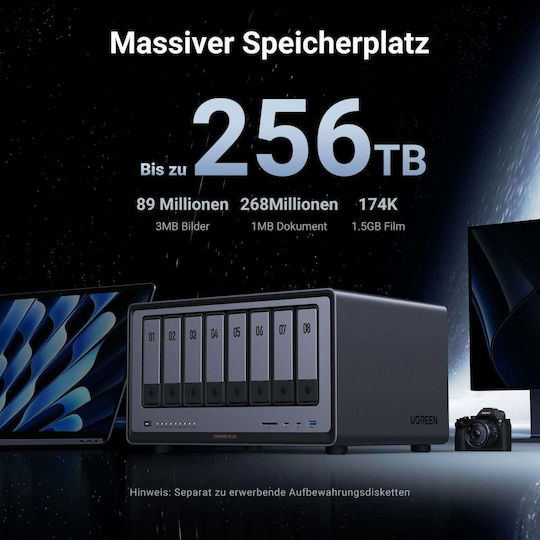 Ugreen DXP8800 Plus NAS Tower με 8 θέσεις για SSD και 2 θύρες Ethernet