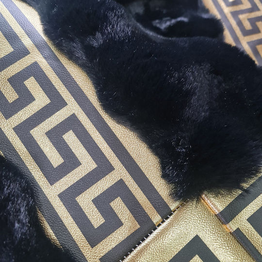 Saray Home Rabbit Luxurius Σετ Μοντέρνα Χαλιά Κρεβατοκάμαρας Μαύρο-χρυσό DSN07 BLCGLD 3τμχ