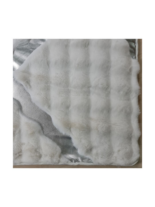 Saray Home Rabbit Luxurius Σετ Μοντέρνα Χαλιά Κρεβατοκάμαρας Λευκό-ασημί DSN05 WHSLV 3τμχ