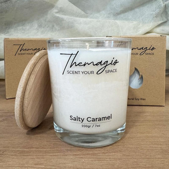 Themagio Αρωματικό Κερί Σόγιας Salty Caramel 200gr Ξύλινο Καπάκι 77216