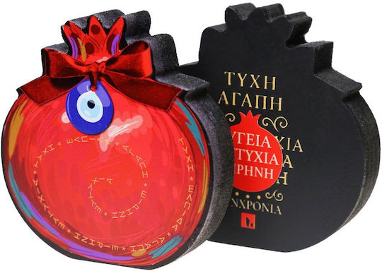 Synchronia Επιτραπέζιο Γούρι Ρόδι Κόκκινο από Ξύλο 17.5x18cm