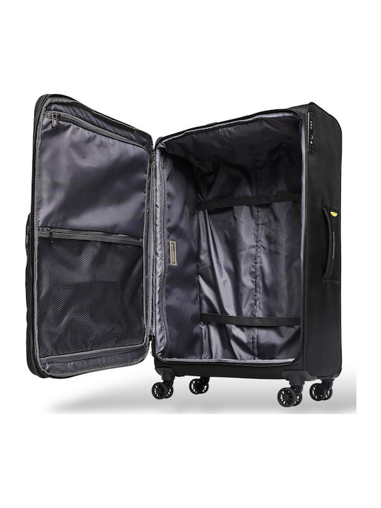Mandarina Duck Logoduck Μεσαία Βαλίτσα Ταξιδίου Υφασμάτινη Black με 4 Ρόδες Ύψους 67εκ.