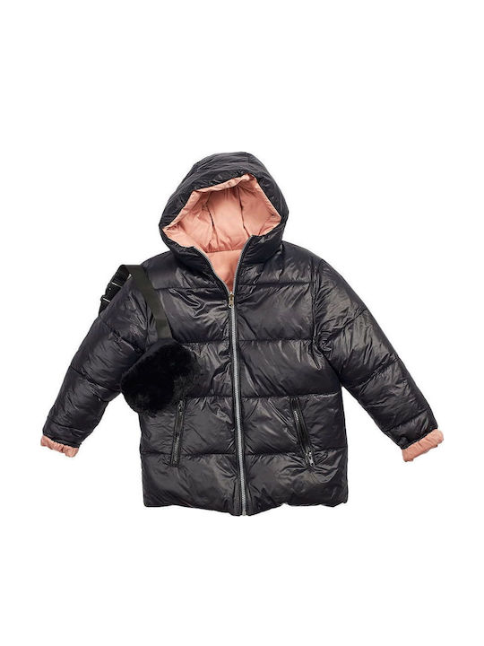 Kids' Casual Jacket Long with Hood Black