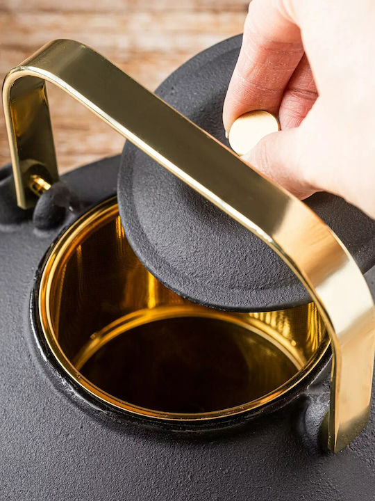 KING Hoff Teapot with Filter Cast Iron Black 1000ml