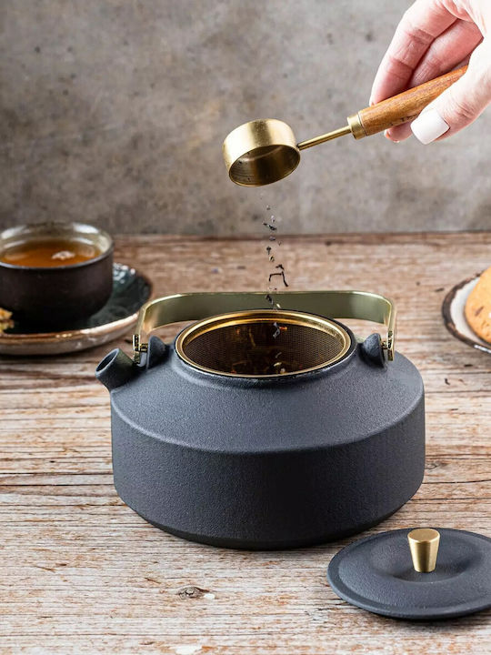 KING Hoff Teapot with Filter Cast Iron Black 1000ml
