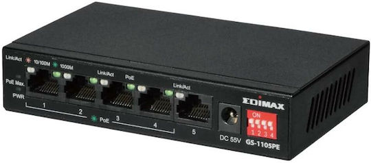 Edimax GS-1105PE Managed L2 PoE Switch με 5 Θύρες Gigabit (1Gbps) Ethernet