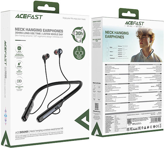Acefast N5 In-Ear Bluetooth-Freisprecheinrichtung Kopfhörer mit Schweißresistenz Schwarz