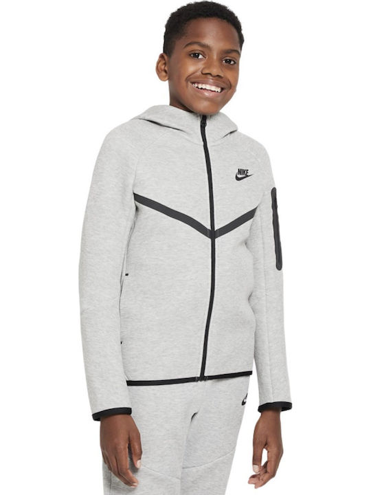 Athletic Kids Cardigan Cotton with Hood Gray Sportswear Tech