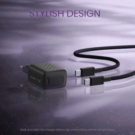 Lito Ladegerät GaN mit USB-C Anschluss und Kabel USB-C - USB-C 30W Stromlieferung Schwarzs (LC17)