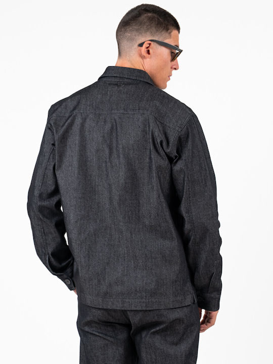 Long Sleeve Overshirt in Slim Fit Black