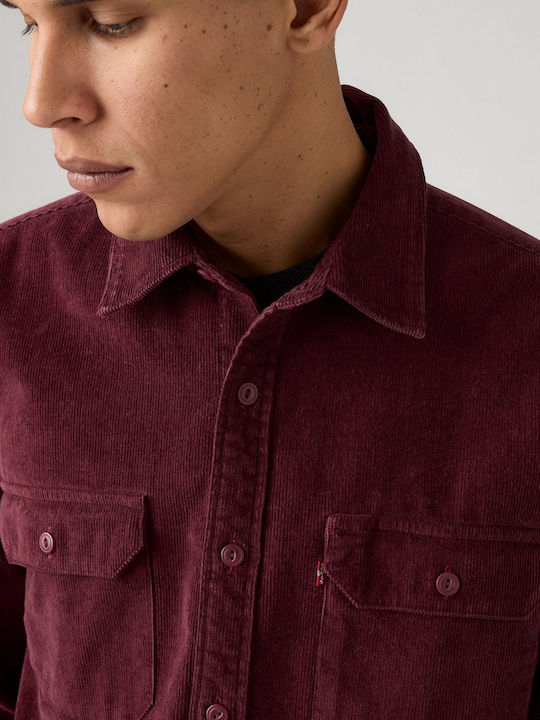 Jackson Worker Long Sleeve Corduroy Overshirt In Regular Fit Tawny Port Purple