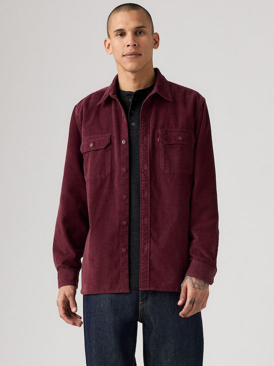 Jackson Worker Long Sleeve Corduroy Overshirt In Regular Fit Tawny Port Purple