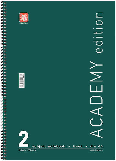 Typotrust Σπιράλ Τετράδιο Ριγέ Α4 2 Θεμάτων Academy Πράσινο