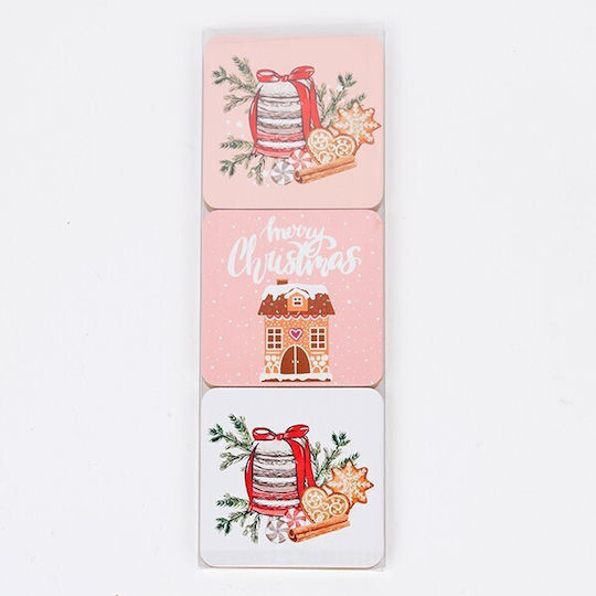 Christmas Table Coasters Designs Set 6 Pieces 9.5x9.5x0.47 Eurolamp 600-47193