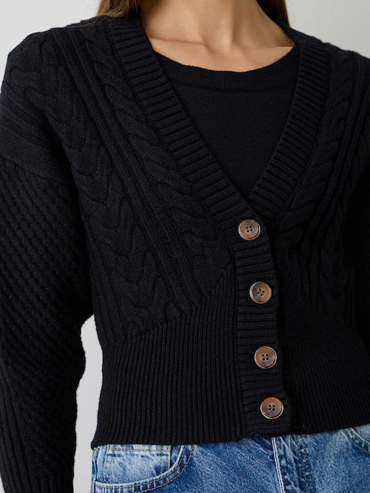 Women's Knitted Cardigan with Buttons Black