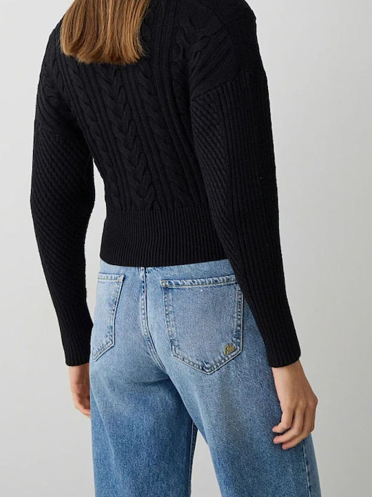 Women's Knitted Cardigan with Buttons Black
