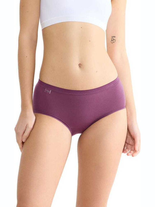 Basic Midi High Waist Women's Slip 3Pack Ecru/pink/purple