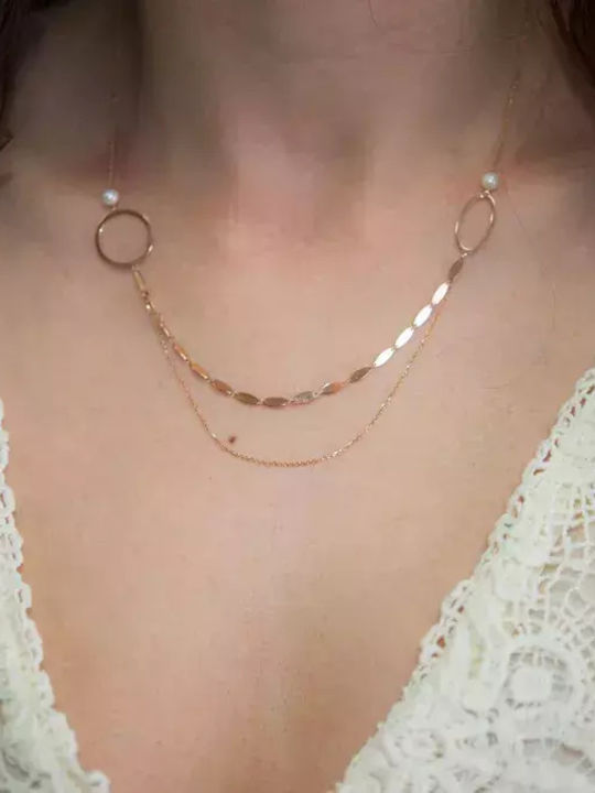 din Aur roz 14K cu Perle