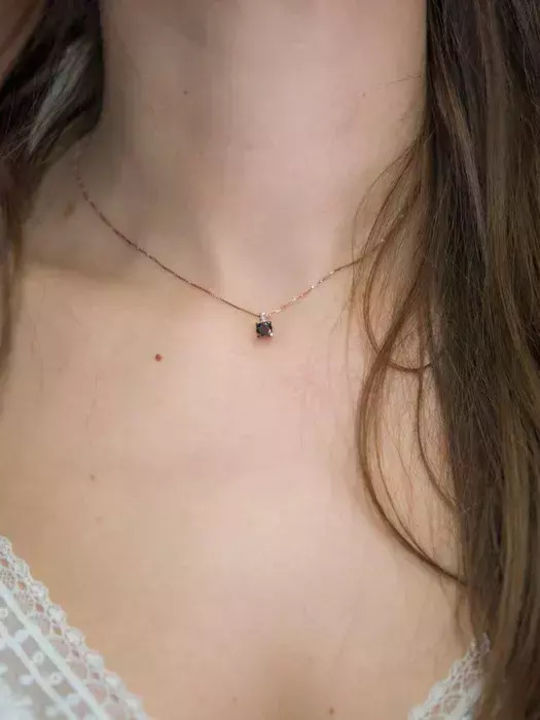 Halskette aus Roségold 18k mit Diamant