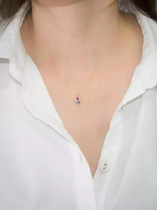 Charm mit Design Blume aus Gold 14K mit Zirkon