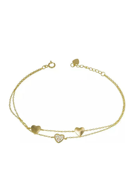 Damen Armband mit Design Herz aus Silber Vergoldet mit Zirkon