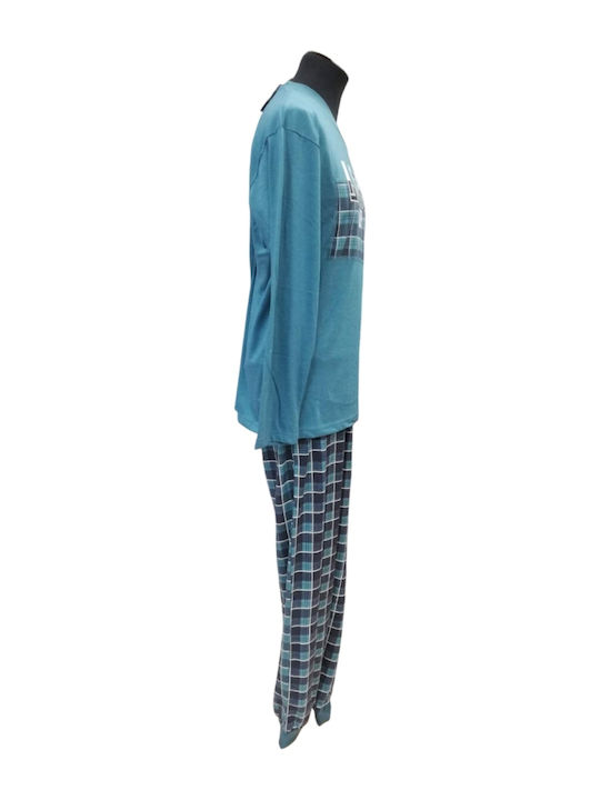 Lanotte Winter Checked Men's Cotton Pajama Green