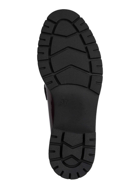 Lackleder Damen Mokassins in Burgundisch Farbe