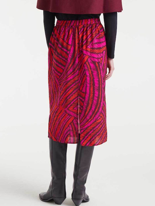 High-waisted Midi Skirt Fuchsia