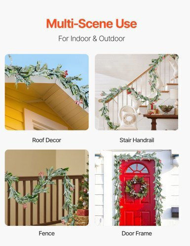 Vevor Lighted Christmas Garland Red 275x10cm 1pc