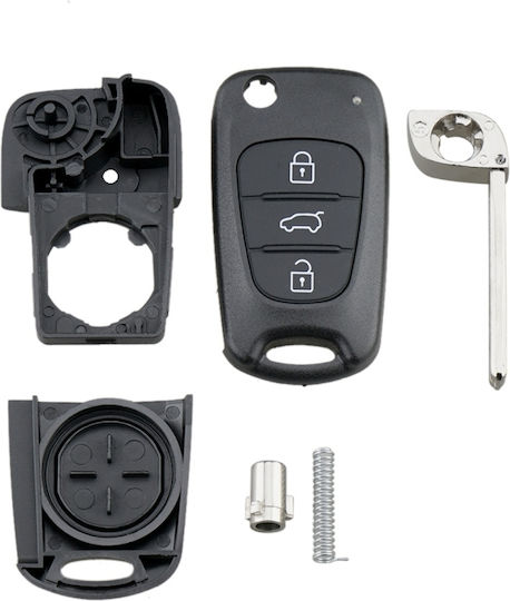 Foldable Car Key Shell with Blade with 3 Buttons for Hyundai