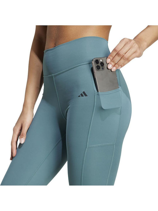 Optime Stash 7/8 Schulung Frauen Gekürzt Leggings Hochgeschnitten Türkis