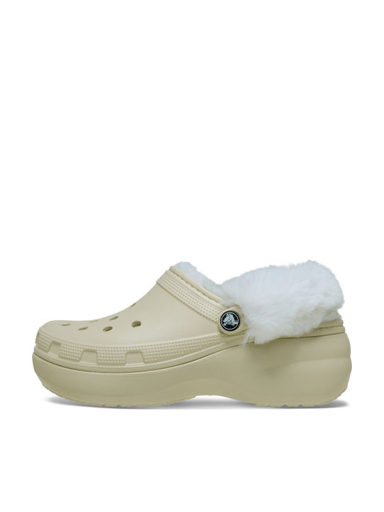 Crocs Clog Σαμπό με Γούνα Μπεζ 212854-2Y2