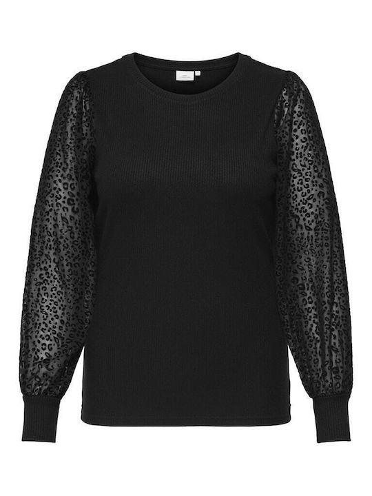Γυναικεία Μπλούζα Βελούδινη Μακρυμάνικη Animal Print Μαύρο