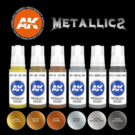 AK Interactive Set Culori Modelism în culoarea Auriu 17ml 6buc