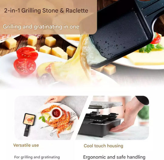 Clatronic Tabletop Grătar Electric Raclette Placă Netedă și Striată 1400W Grătare electrice cu Termostat Reglabil 46bucx23buccm