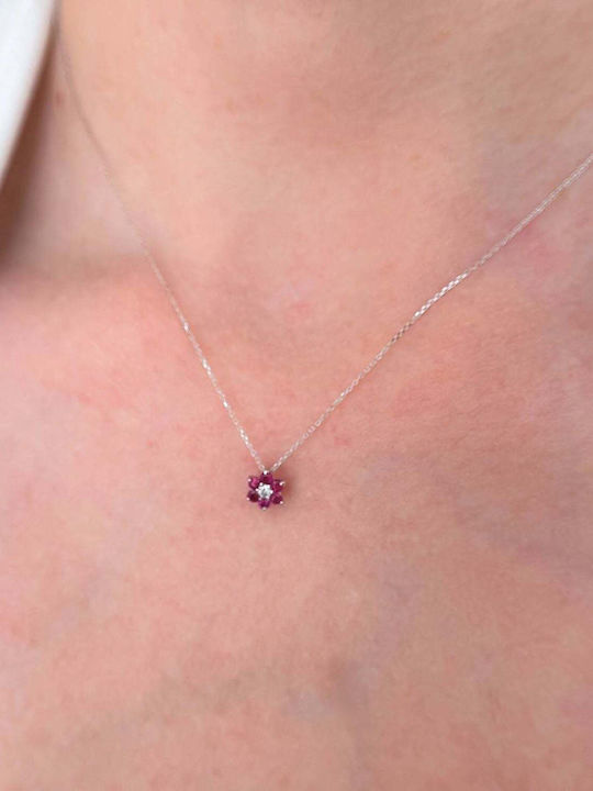 Sorelly Colier cu design Floare din Aur alb 14K