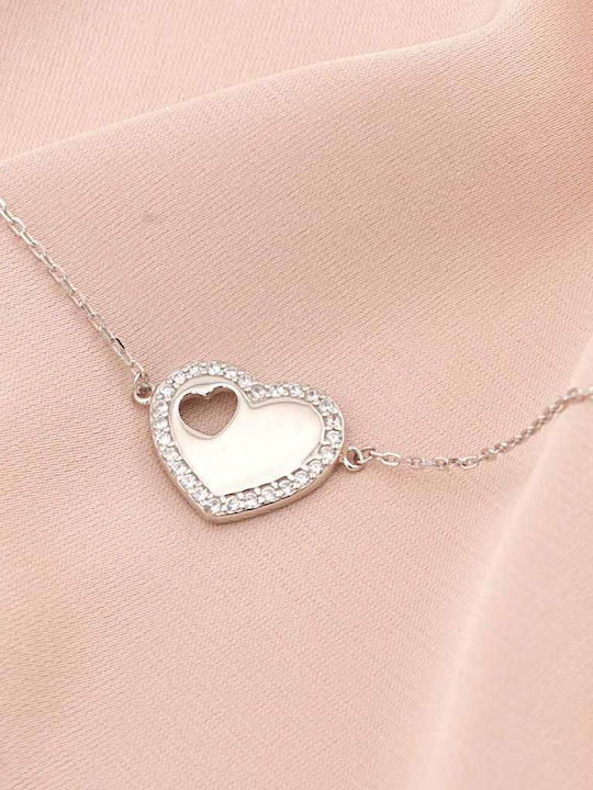 Sorelly Damentäuber Armband mit Herz-Design aus Silber 15,5 cm