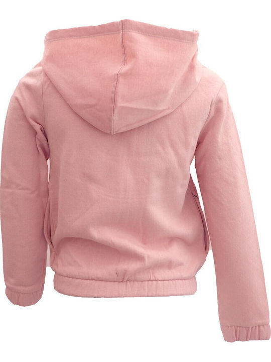 Kids Sweatshirt Cardigan Cotton with Hood Pink