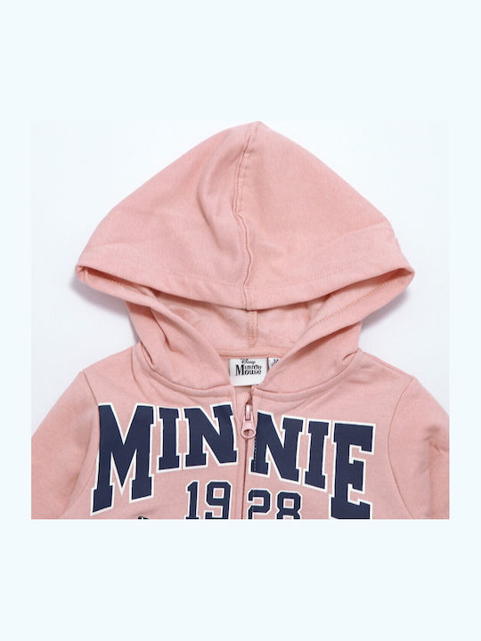 Kids Sweatshirt Cardigan Cotton with Hood Pink