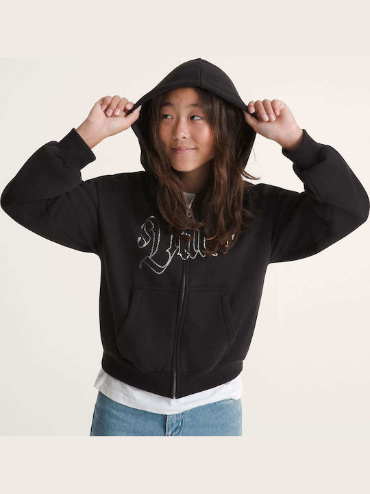 Kinder-Sweatshirt Strickjacke mit Kapuze Schwarz